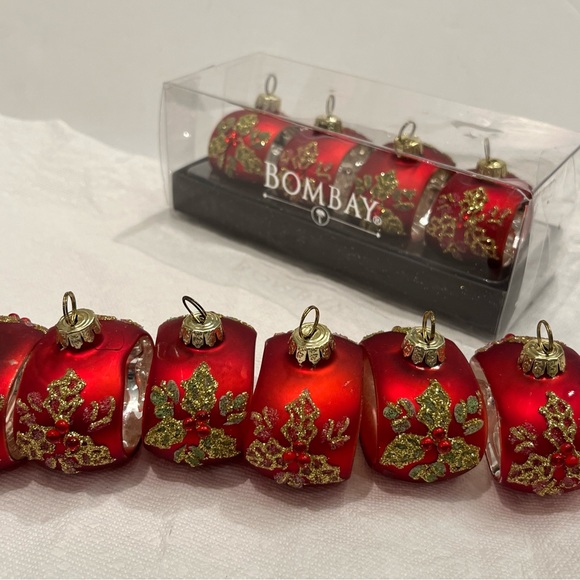 BOMBAY Company Christmas Ornament Shaped Place Card Holders Red Glass Set Of 10 - Picture 13 of 16